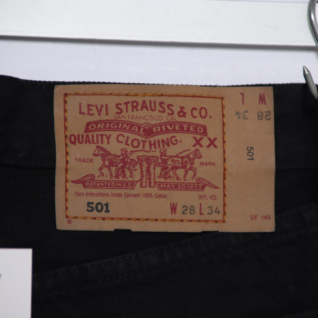 Levi's 501 regular fit W28 L34 jeans vintage in denim nero da donna made in USA deadstock w/tags