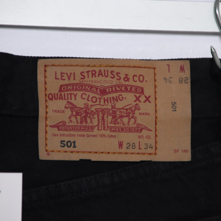 Levi's 501 regular fit W28 L34 jeans vintage in denim nero da donna made in USA deadstock w/tags