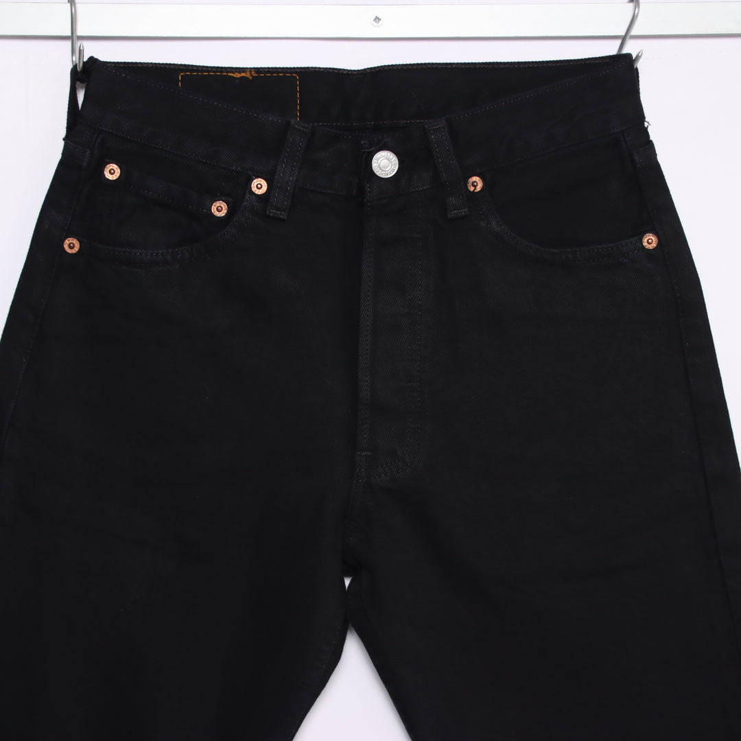 Levi's 501 regular fit W28 L34 jeans vintage in denim nero da donna made in USA deadstock