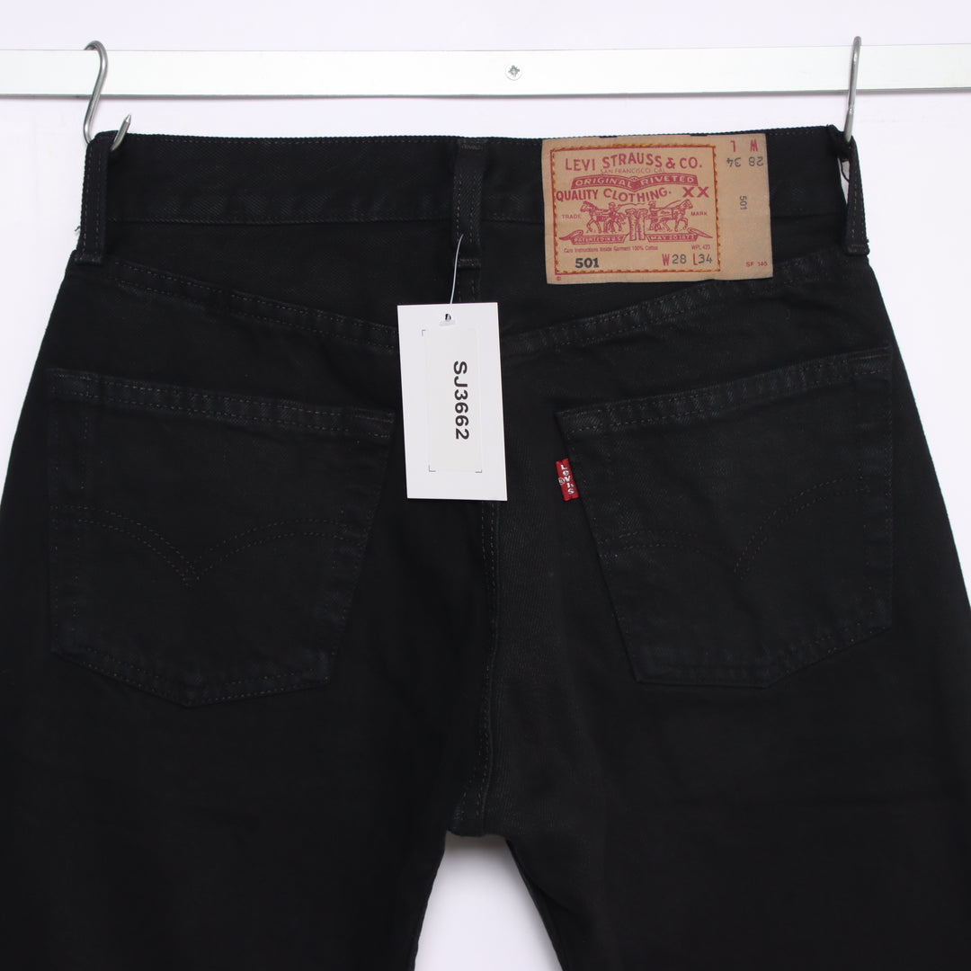 Levi's 501 regular fit W28 L34 jeans vintage in denim nero da donna made in USA deadstock