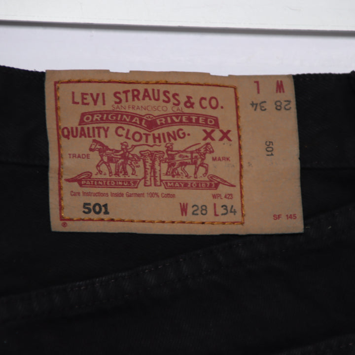 Levi's 501 regular fit W28 L34 jeans vintage in denim nero da donna made in USA deadstock w/tags