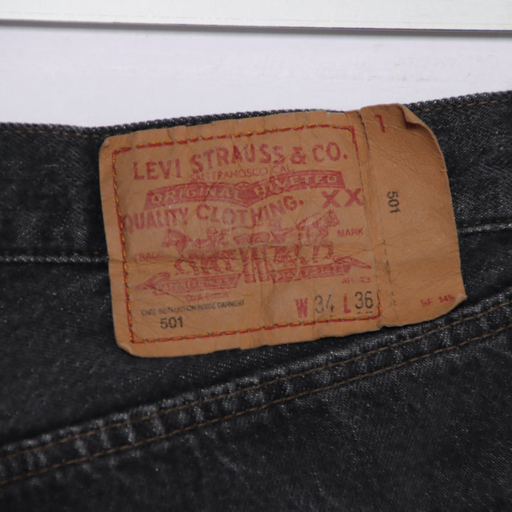 Levi's 501 regular fit W34 L36 jeans in denim grigio da uomo made in USA