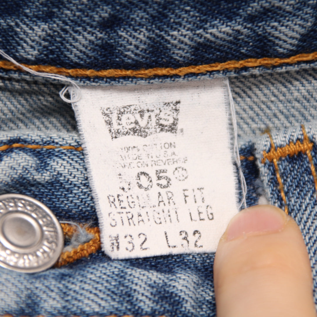 Levi's 505 Regular Fit Jeans Vintage Denim W32 L32 Uomo Made in USA