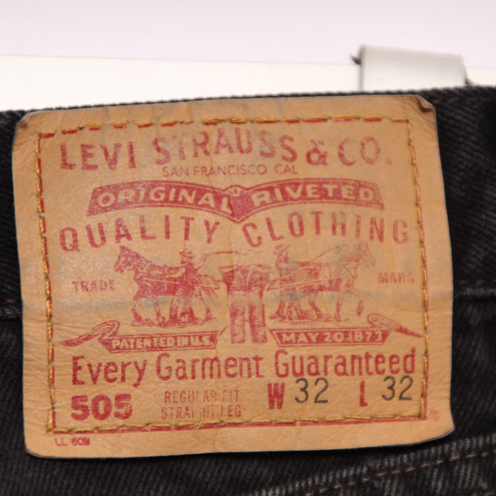 Levi's 505 Regular Fit Jeans Vintage Nero W32 L32 Uomo Made in USA