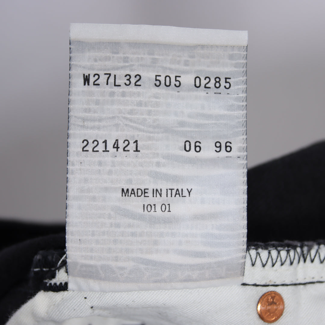 Levi's 505 standard fit W27 L32 jeans vintage in denim nero da donna deadstock w/tags