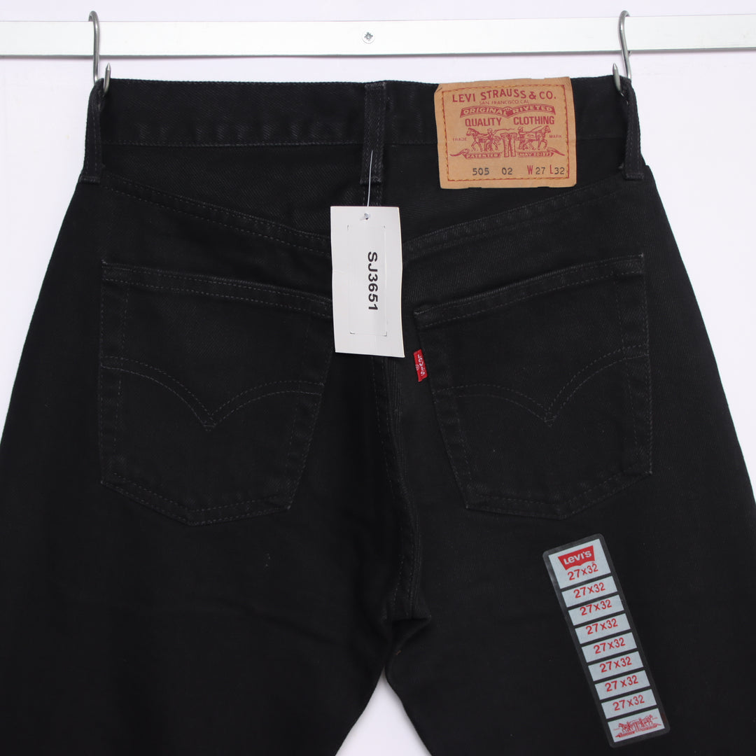 Levi's 505 standard fit W27 L32 jeans vintage in denim nero da donna deadstock w/tags