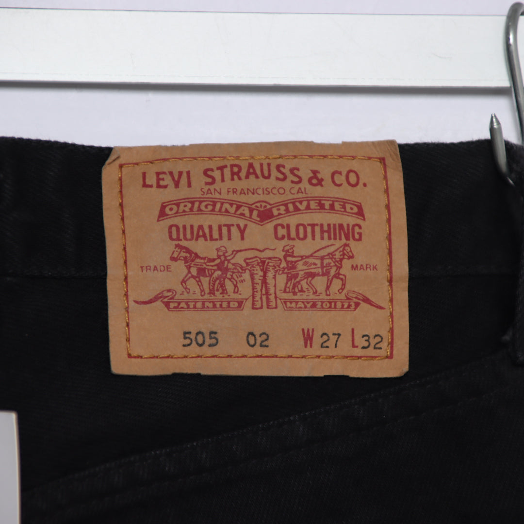 Levi's 505 standard fit W27 L32 jeans vintage in denim nero da donna deadstock w/tags