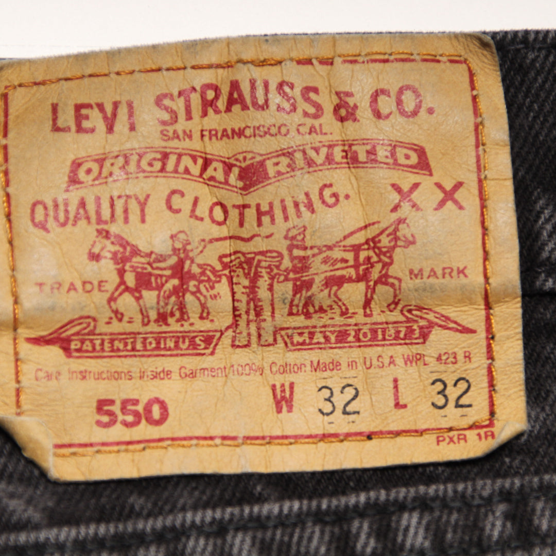 Levi's 550 Jeans Vintage Nero W32 L32 Uomo Made in USA