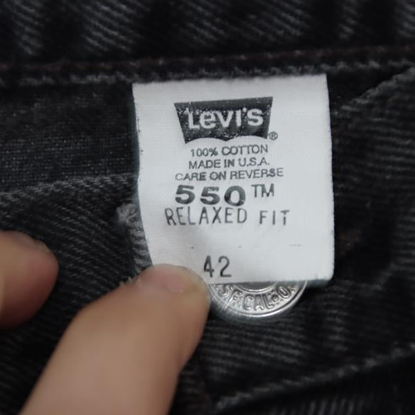 Levi's 550 Relaxed bermuda di jeans nero W42 L00 uomo made in USA