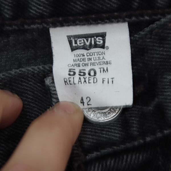 Levi's 550 Relaxed bermuda di jeans nero W42 L00 uomo made in USA