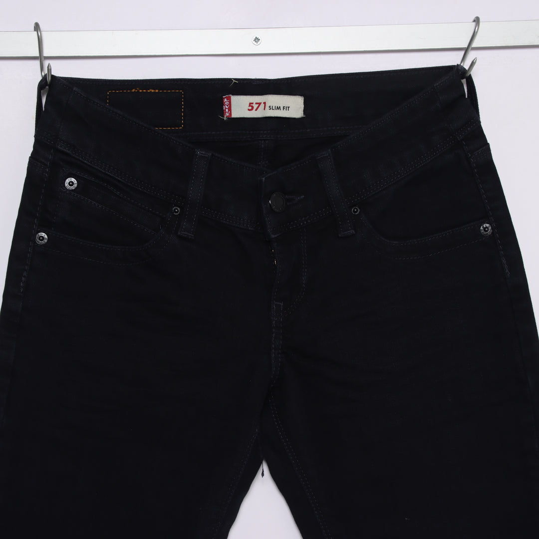 Levi's 571 Slim Fit W27 L34 jeans in denim blu da donna