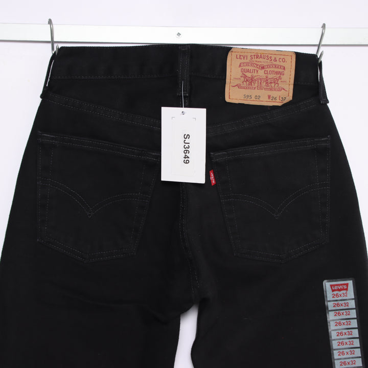 Levi's 595 straight fit W26 L32 jeans vintage in denim nero da donna deadstock w/tags