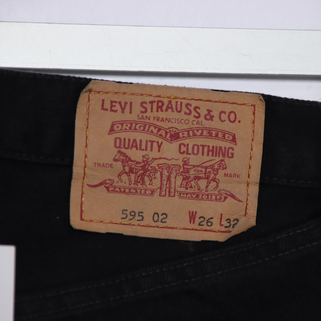 Levi's 595 straight fit W26 L32 jeans vintage in denim nero da donna deadstock w/tags