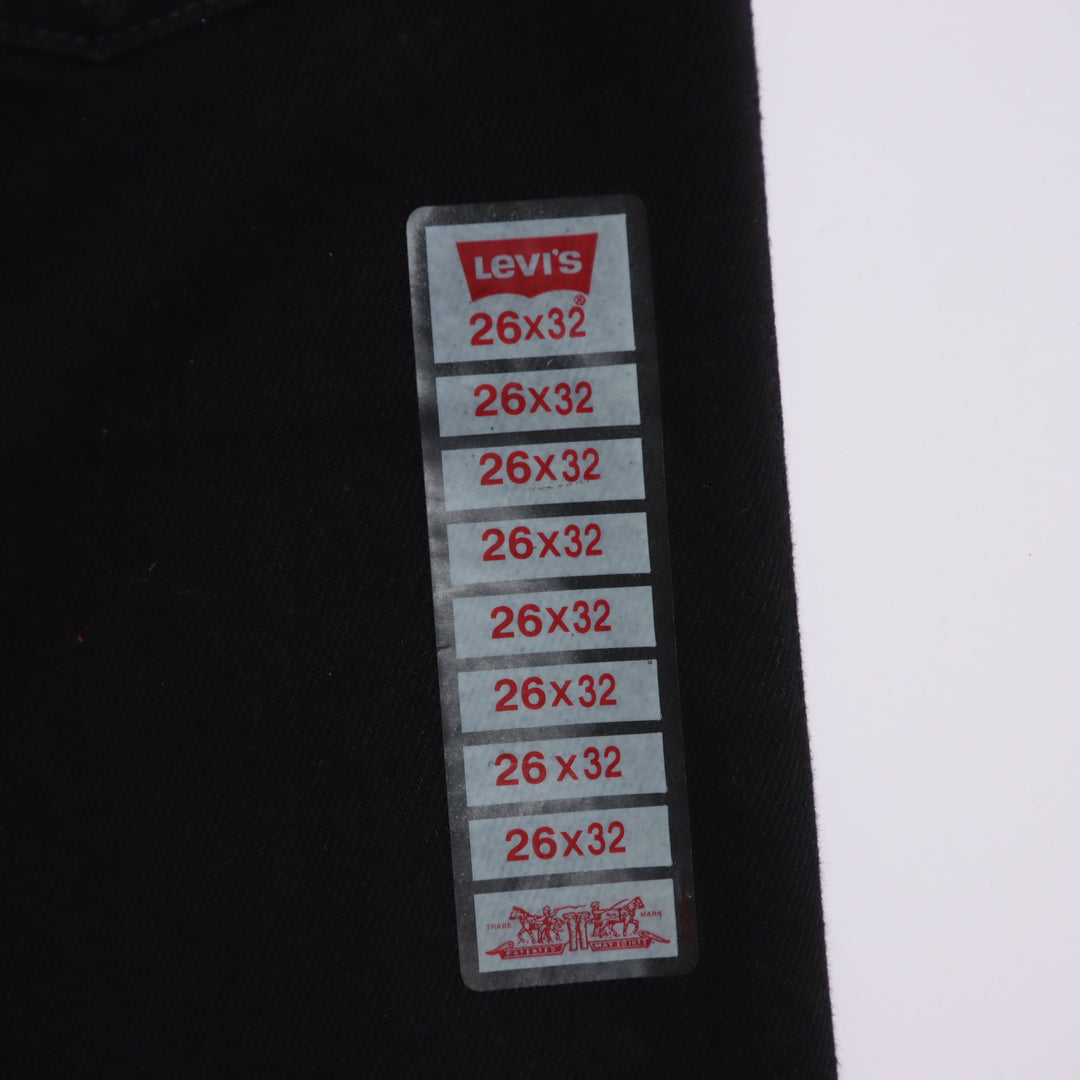 Levi's 595 straight fit W26 L32 jeans vintage in denim nero da donna deadstock w/tags