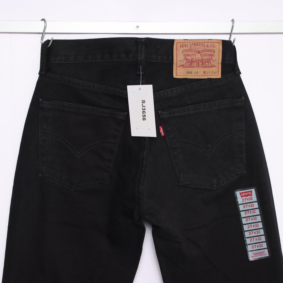 Levi's 595 straight fit W27 L32 jeans vintage in denim nero da donna deadstock w/tags