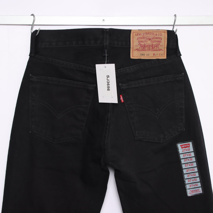 Levi's 595 straight fit W27 L32 jeans vintage in denim nero da donna deadstock w/tags