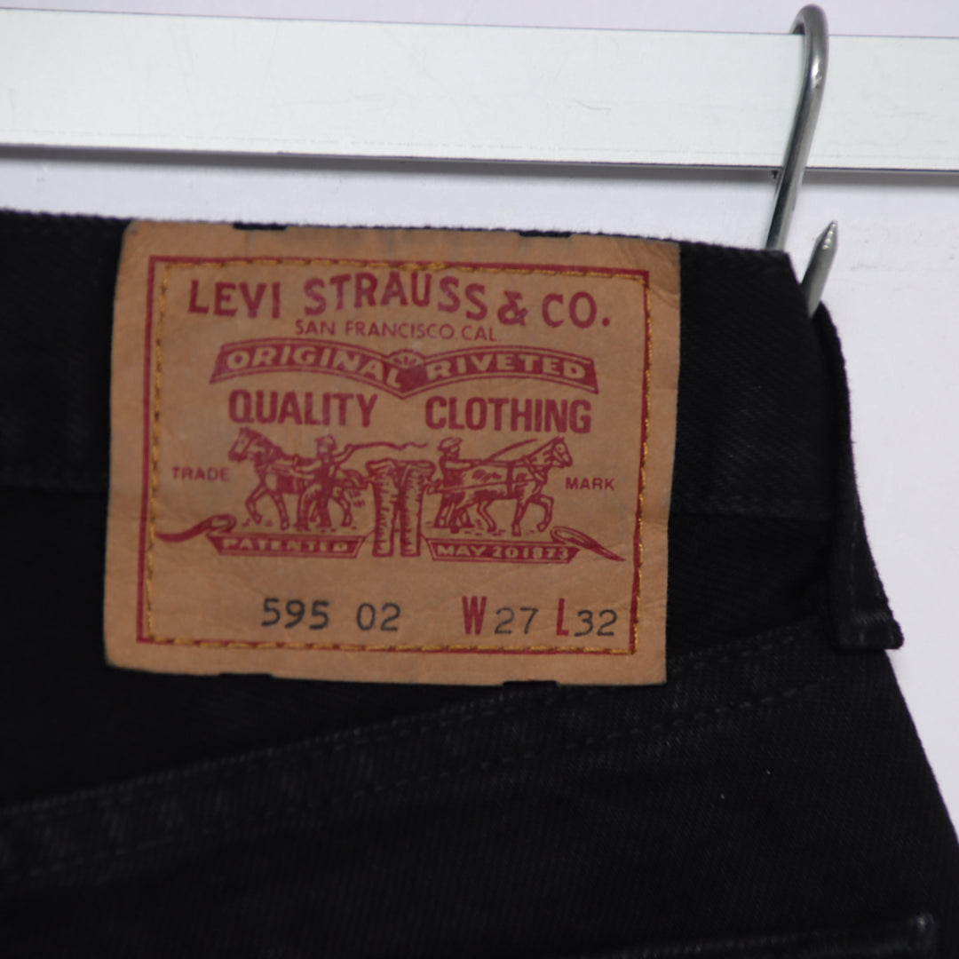 Levi's 595 straight fit W27 L32 jeans vintage in denim nero da donna deadstock w/tags