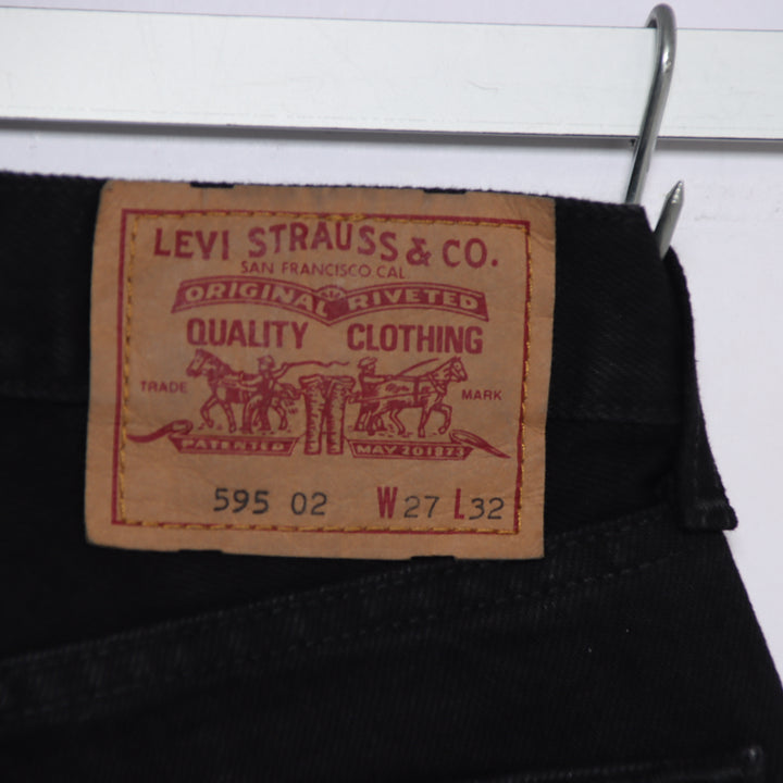 Levi's 595 straight fit W27 L32 jeans vintage in denim nero da donna deadstock w/tags