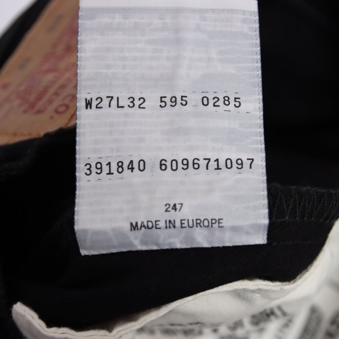 Levi's 595 straight fit W27 L32 jeans vintage in denim nero da donna deadstock w/tags