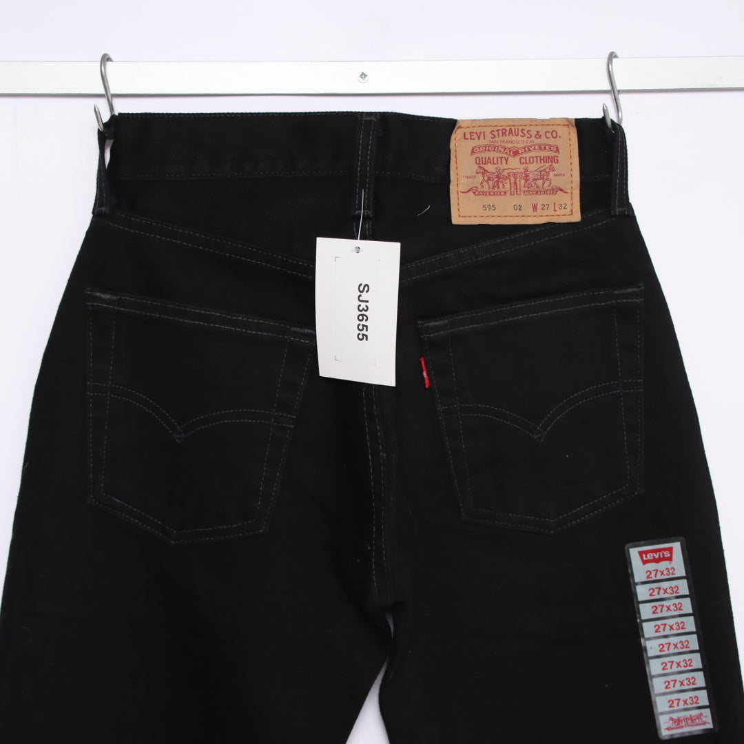 Levi's 595 straight fit W27 L32 jeans vintage in denim nero da donna deadstock w/tags