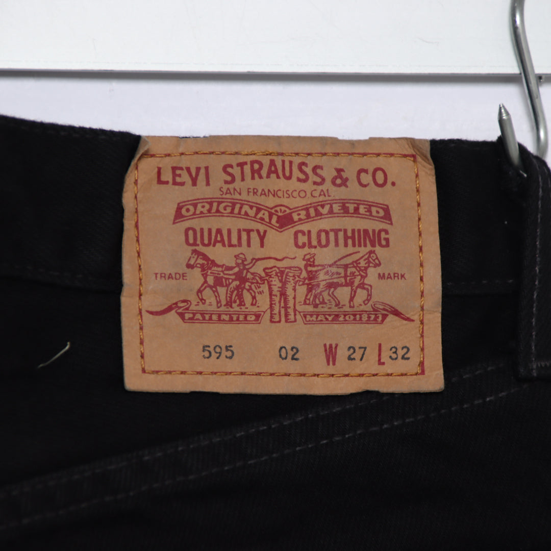 Levi's 595 straight fit W27 L32 jeans vintage in denim nero da donna deadstock w/tags
