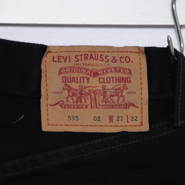 Levi's 595 straight fit W27 L32 jeans vintage in denim nero da donna deadstock w/tags