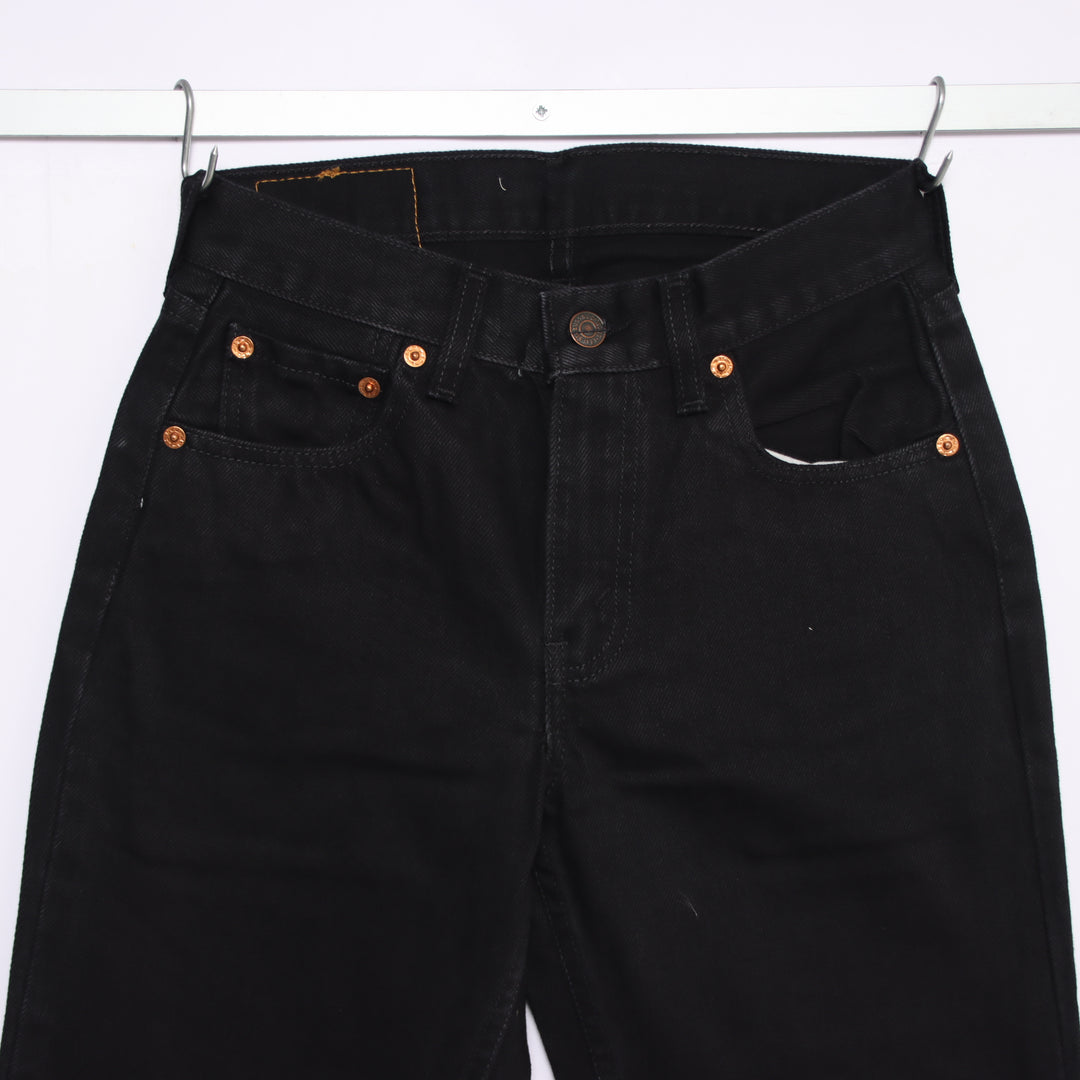 Levi's 595 straight fit W27 L32 jeans vintage in denim nero da donna deadstock w/tags