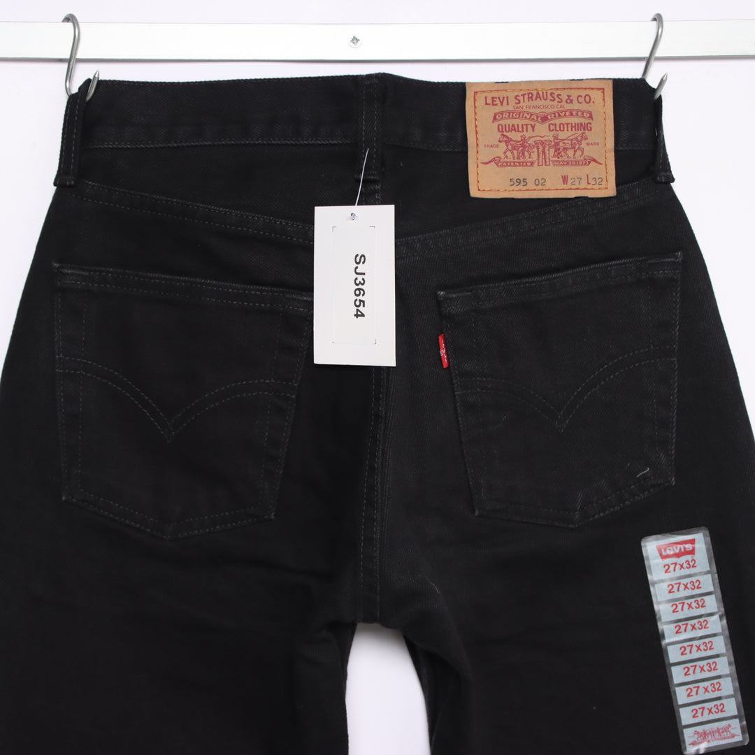 Levi's 595 straight fit W27 L32 jeans vintage in denim nero da donna deadstock w/tags