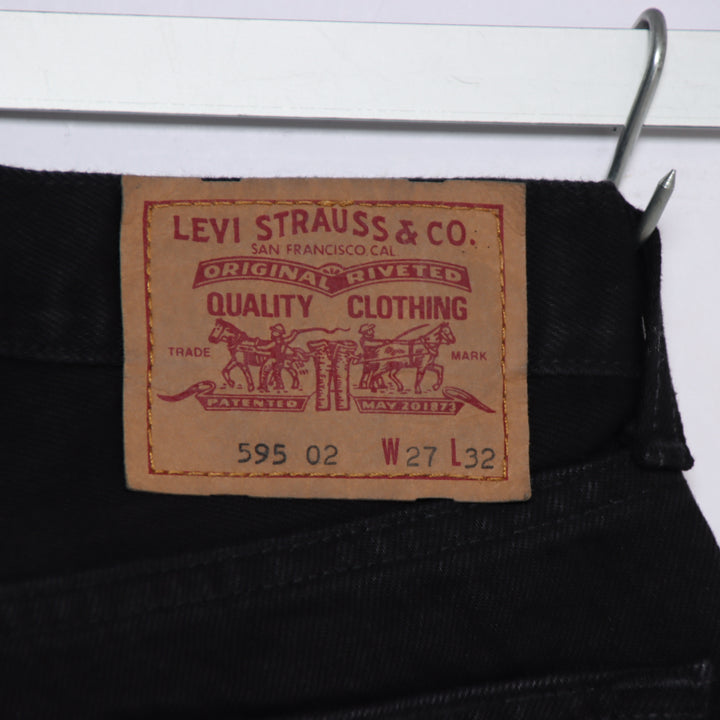 Levi's 595 straight fit W27 L32 jeans vintage in denim nero da donna deadstock w/tags