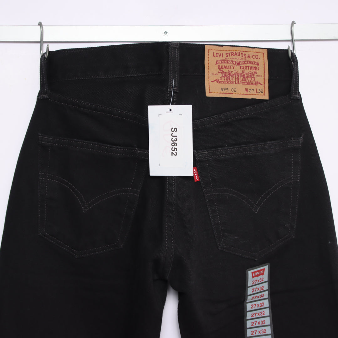 Levi's 595 straight fit W27 L32 jeans vintage in denim nero da donna deadstock w/tags