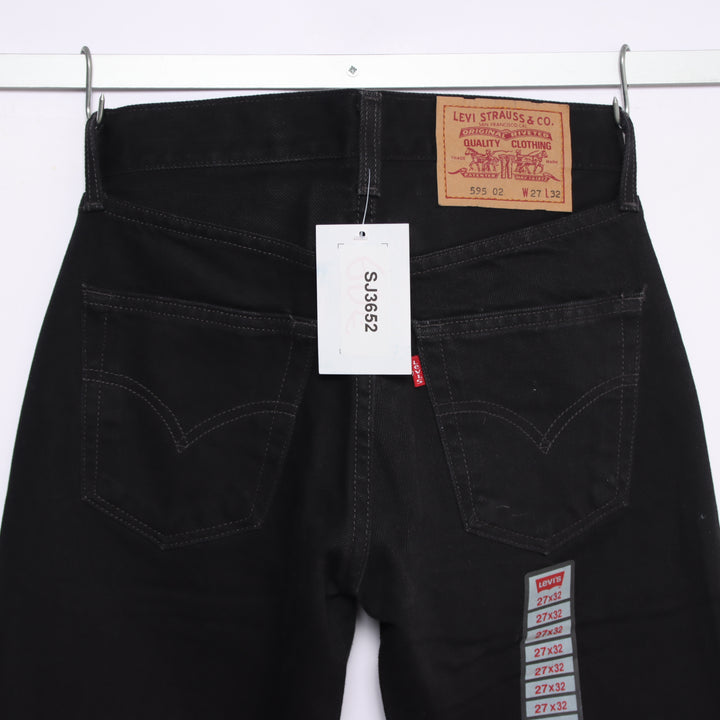 Levi's 595 straight fit W27 L32 jeans vintage in denim nero da donna deadstock w/tags