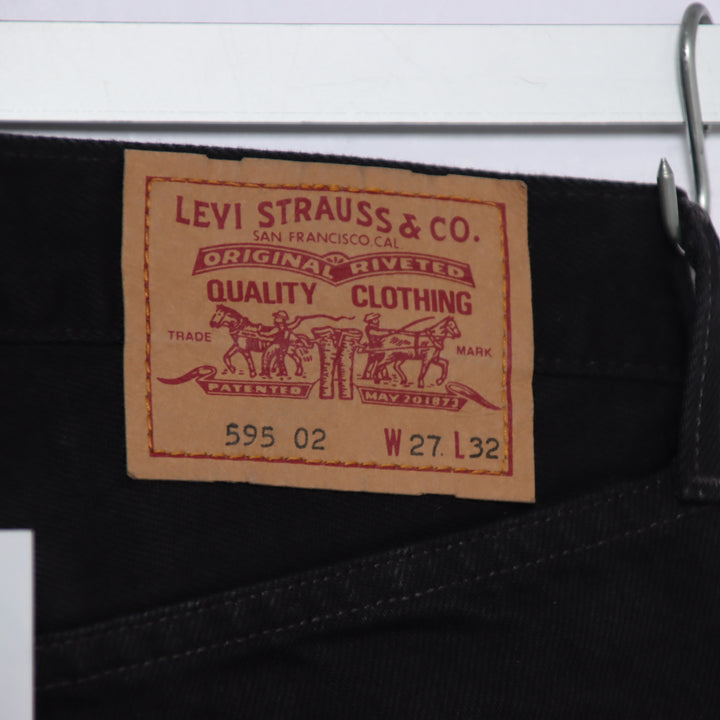 Levi's 595 straight fit W27 L32 jeans vintage in denim nero da donna deadstock w/tags