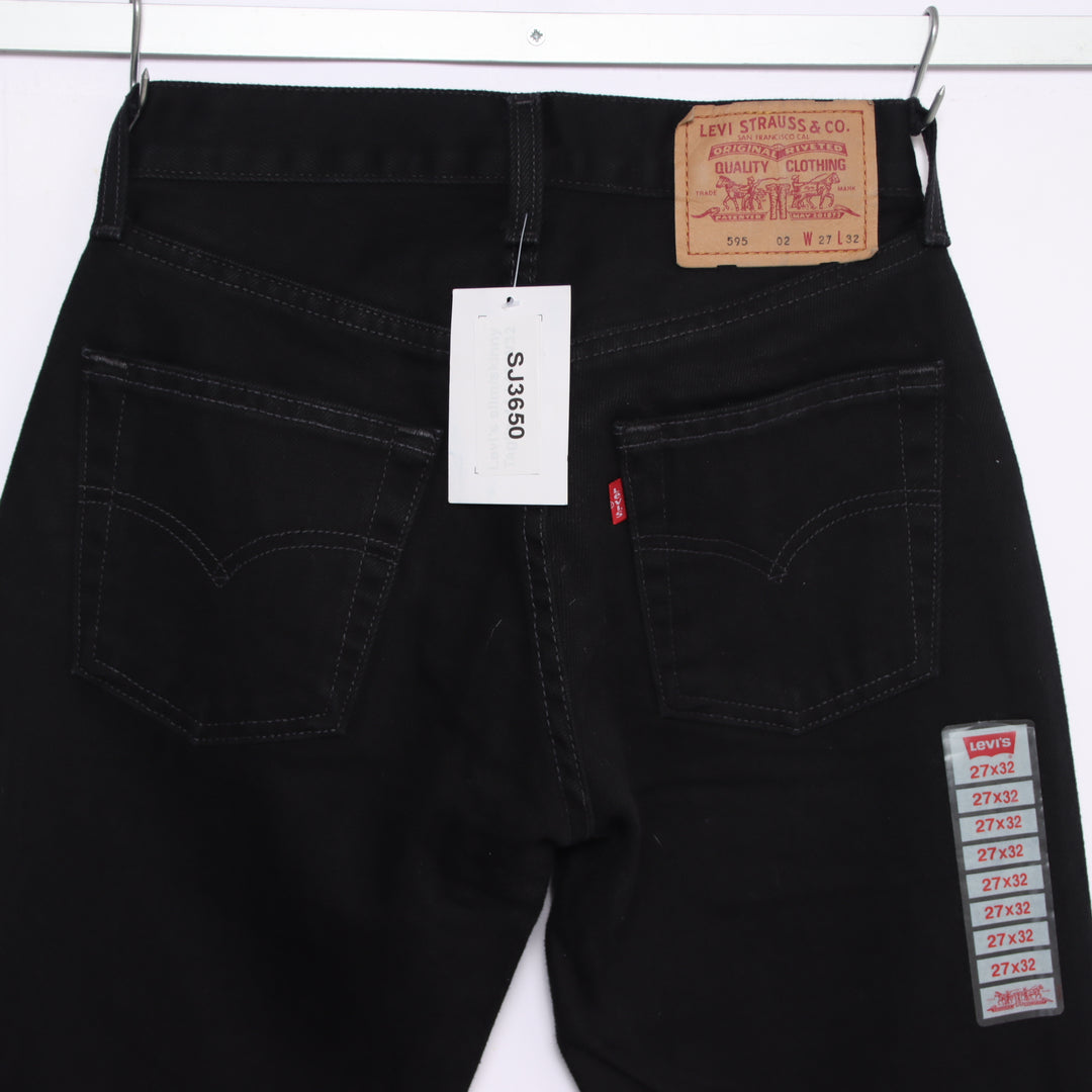 Levi's 595 straight fit W27 L32 jeans vintage in denim nero da donna deadstock w/tags