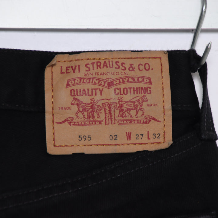 Levi's 595 straight fit W27 L32 jeans vintage in denim nero da donna deadstock w/tags