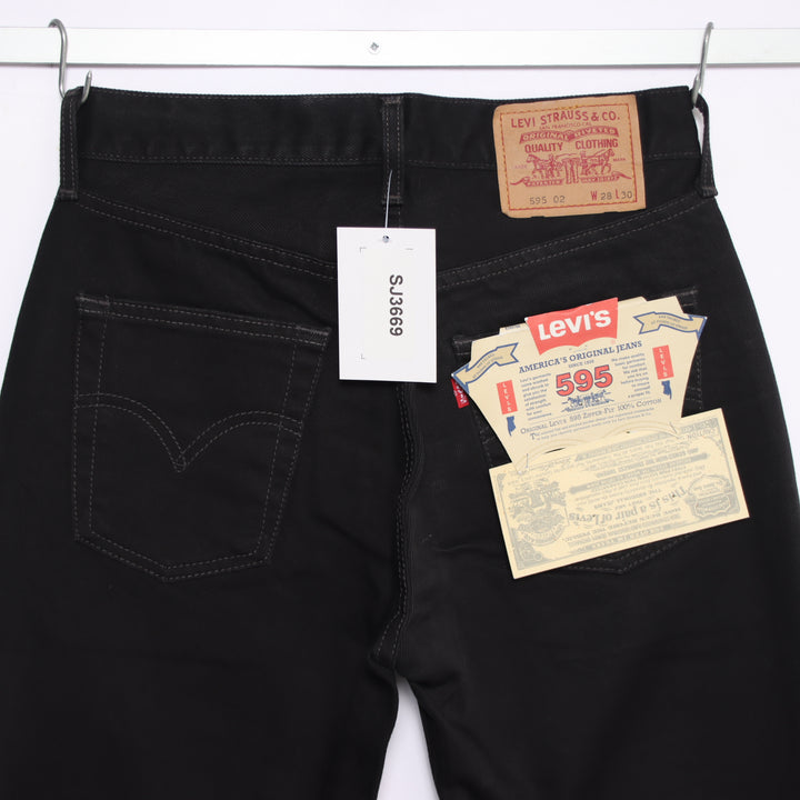 Levi's 595 straight fit W28 L30 jeans vintage in denim nero da donna deadstock w/Tags
