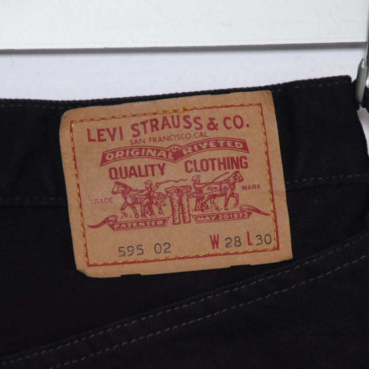 Levi's 595 straight fit W28 L30 jeans vintage in denim nero da donna deadstock w/Tags