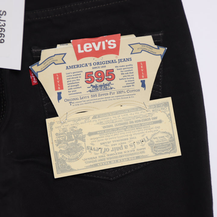 Levi's 595 straight fit W28 L30 jeans vintage in denim nero da donna deadstock w/Tags