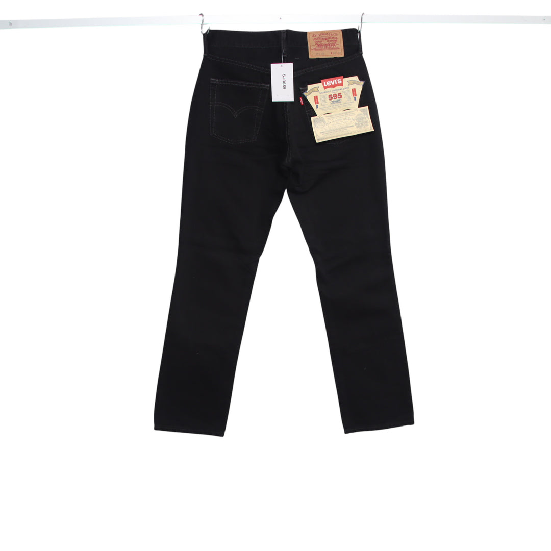 Levi's 595 straight fit W28 L30 jeans vintage in denim nero da donna deadstock w/tags