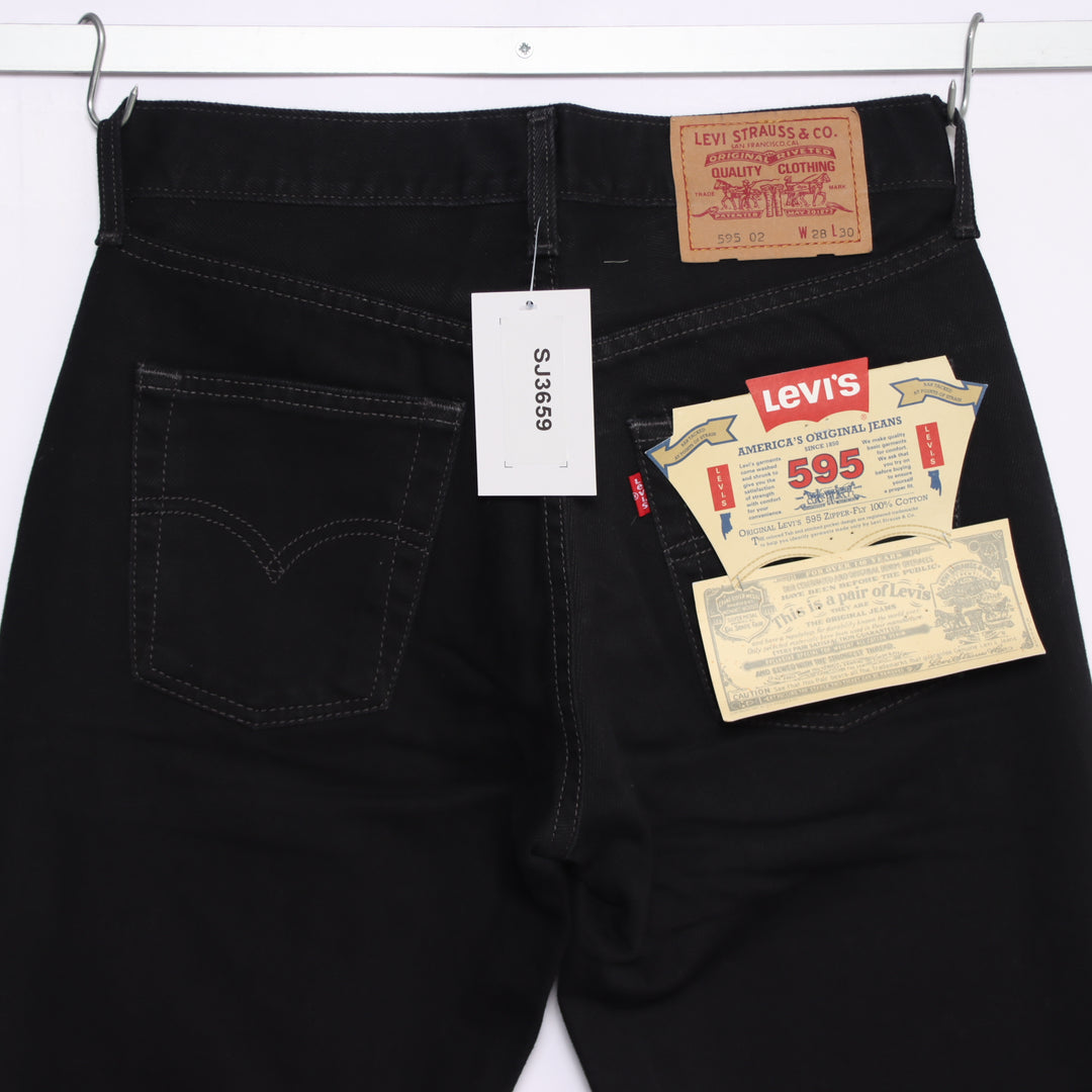 Levi's 595 straight fit W28 L30 jeans vintage in denim nero da donna deadstock w/tags