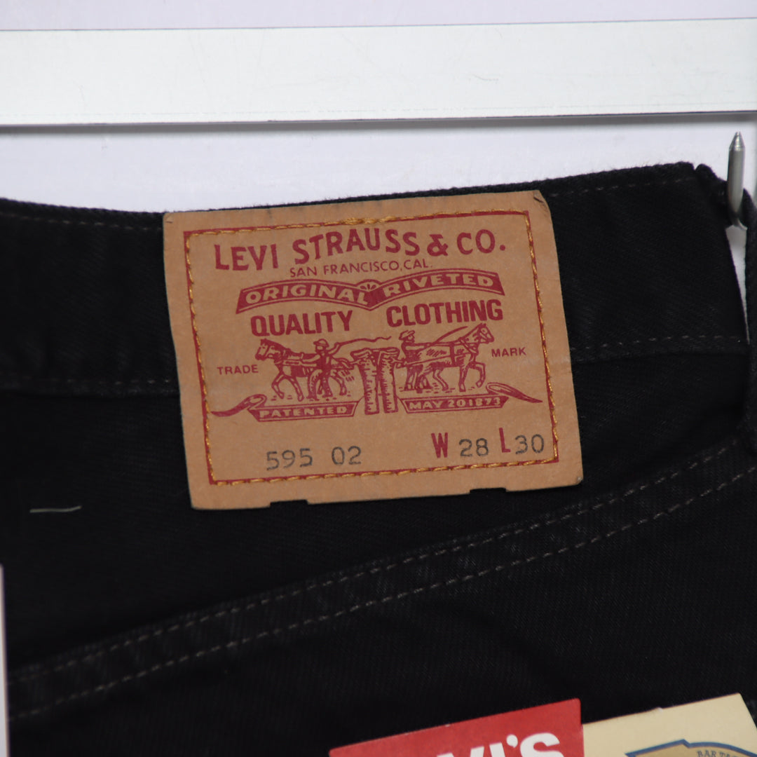 Levi's 595 straight fit W28 L30 jeans vintage in denim nero da donna deadstock w/tags