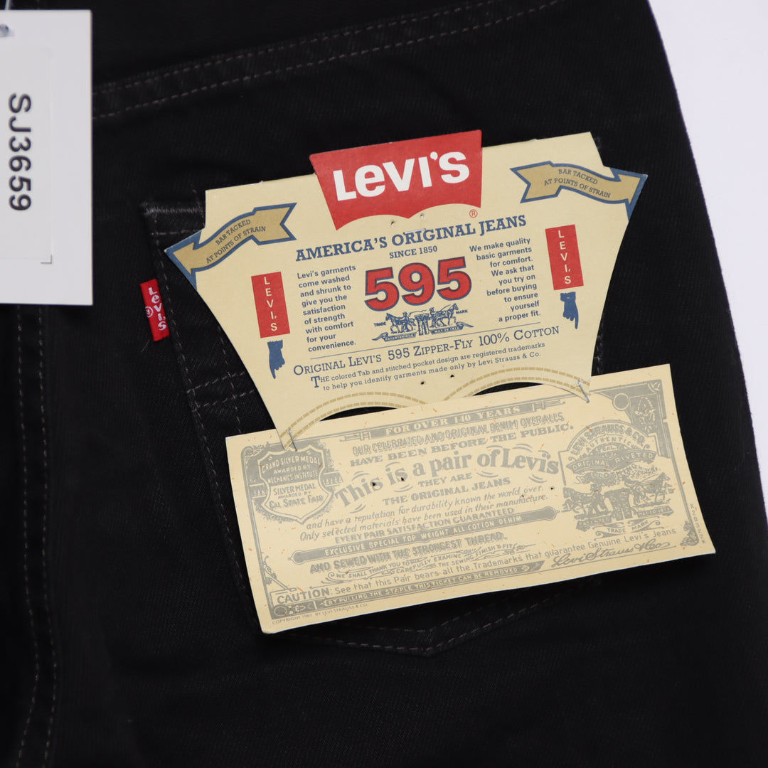 Levi's 595 straight fit W28 L30 jeans vintage in denim nero da donna deadstock w/tags