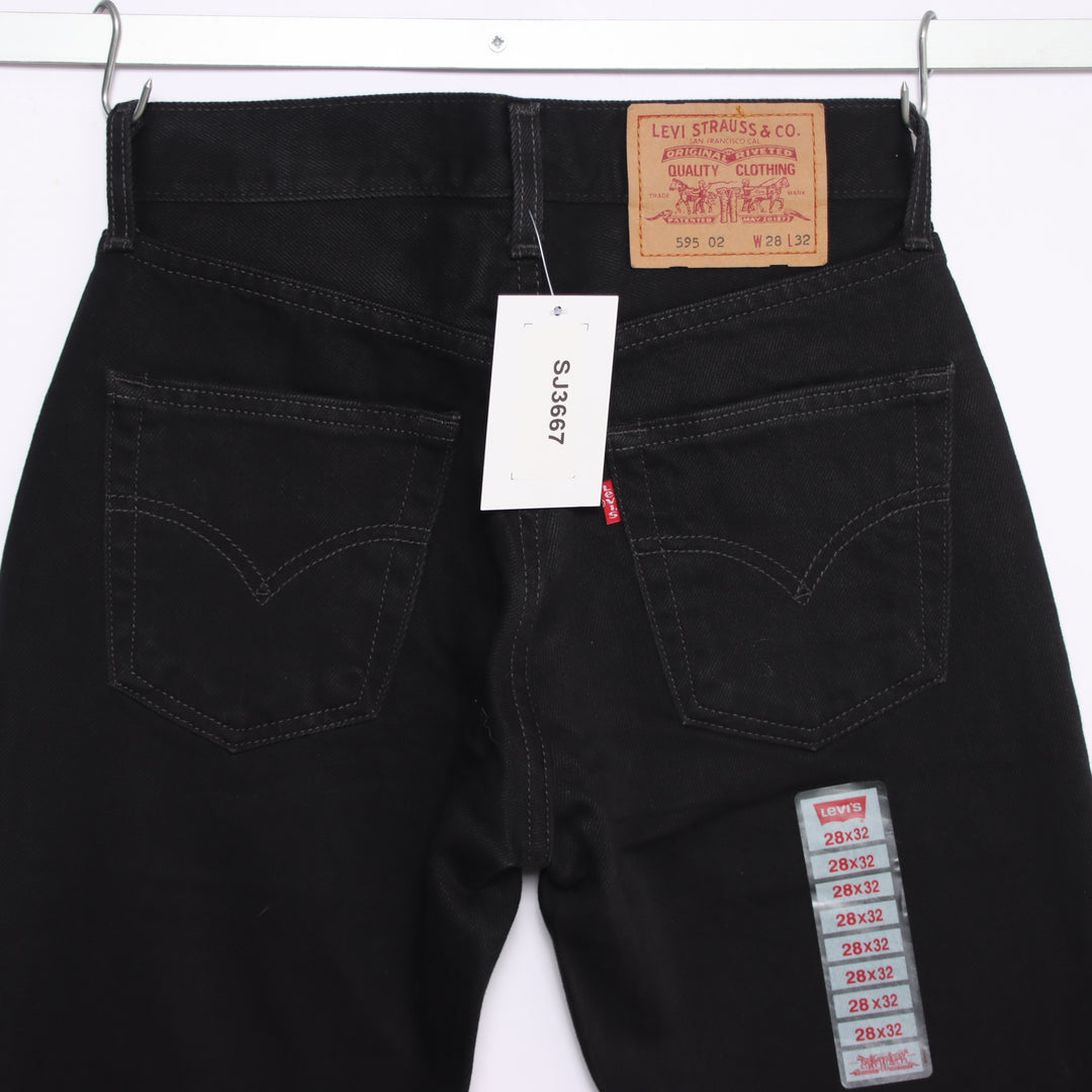 Levi's 595 straight fit W28 L32 jeans vintage in denim nero da donna deadstock