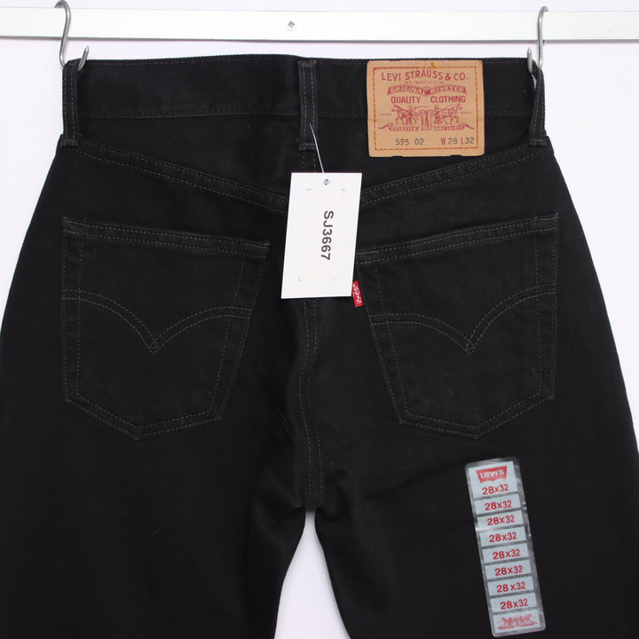 Levi's 595 straight fit W28 L32 jeans vintage in denim nero da donna deadstock