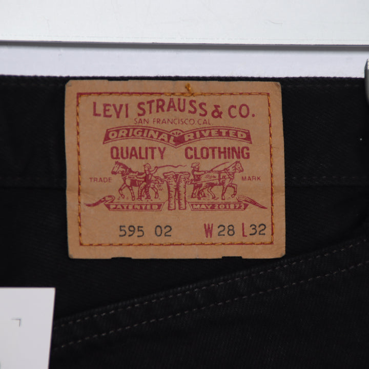 Levi's 595 straight fit W28 L32 jeans vintage in denim nero da donna deadstock