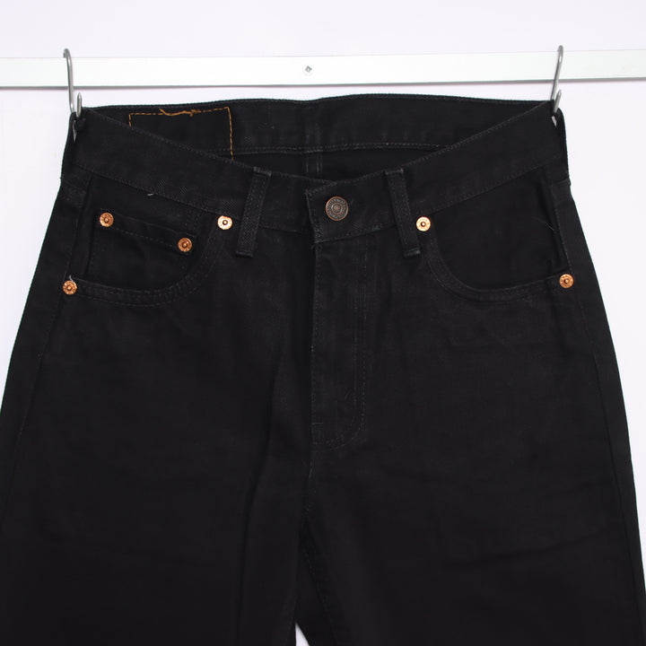 Levi's 595 straight fit W28 L32 jeans vintage in denim nero da donna deadstock