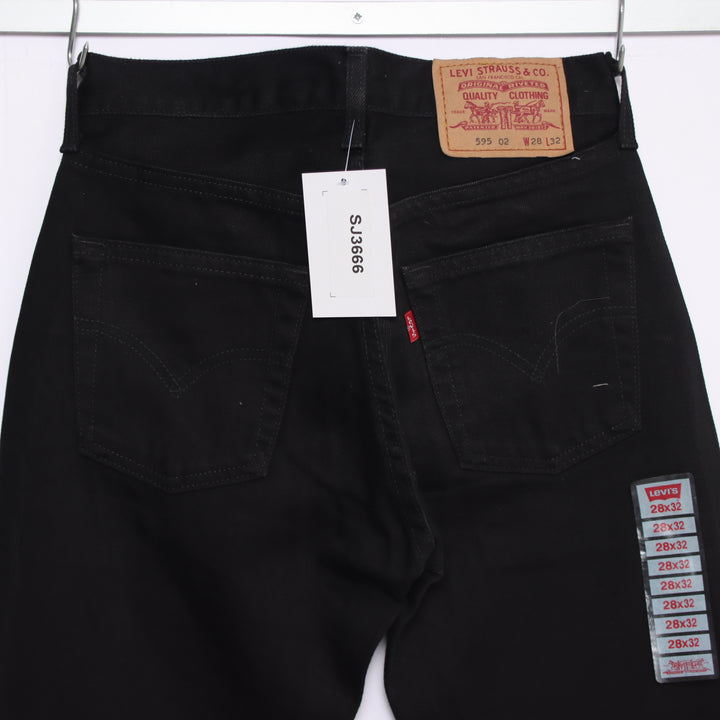 Levi's 595 straight fit W28 L32 jeans vintage in denim nero da donna deadstock