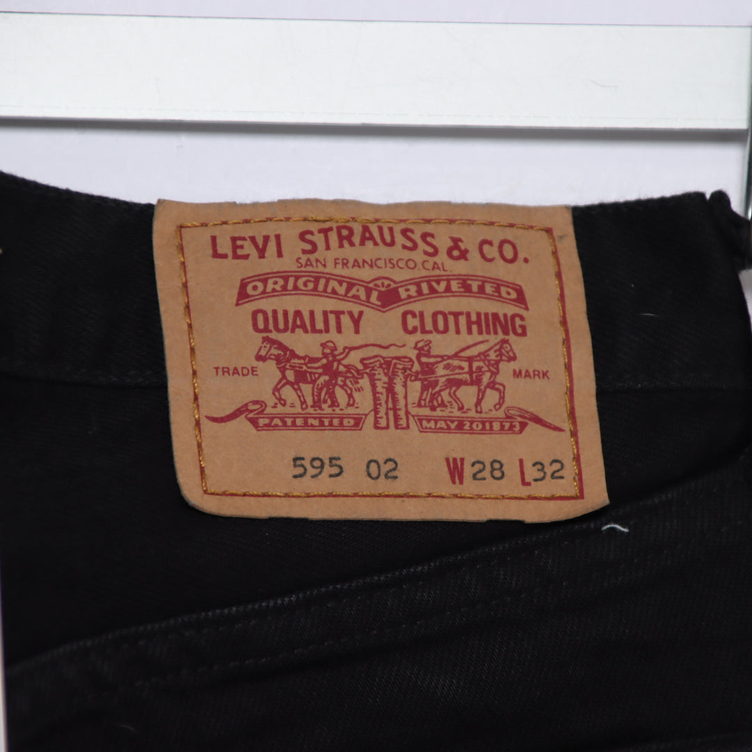 Levi's 595 straight fit W28 L32 jeans vintage in denim nero da donna deadstock