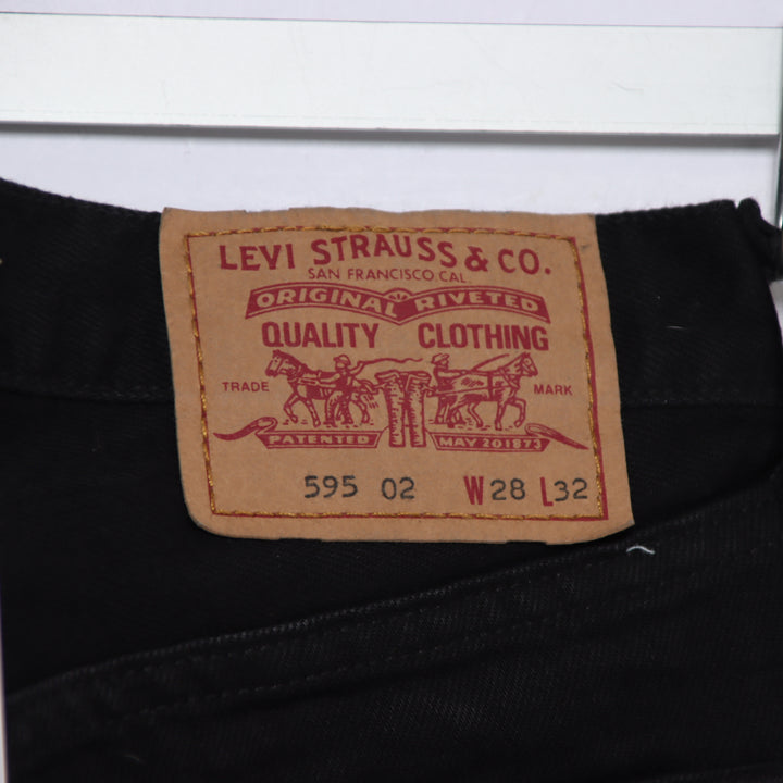 Levi's 595 straight fit W28 L32 jeans vintage in denim nero da donna deadstock