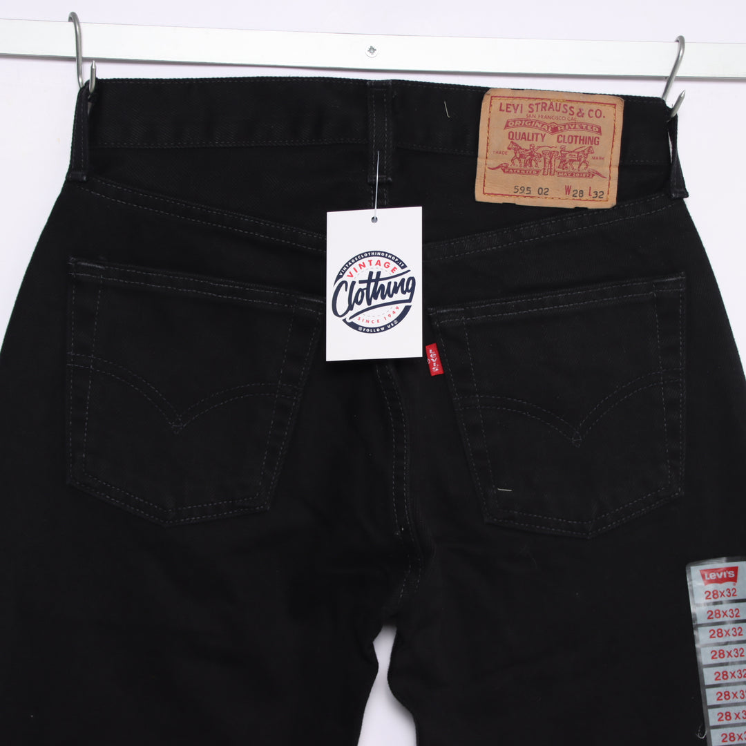 Levi's 595 straight fit W28 L32 jeans vintage in denim nero da donna deadstock