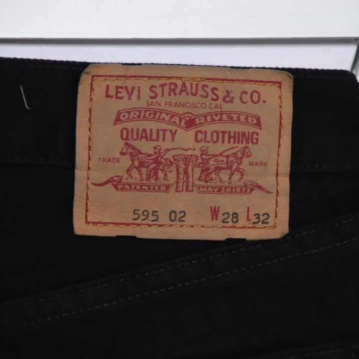 Levi's 595 straight fit W28 L32 jeans vintage in denim nero da donna deadstock
